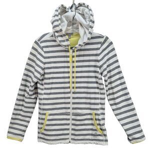 T By Talbots Nautical Stripe Black White FullZip Hoodie Sweatshirt Petite Small?